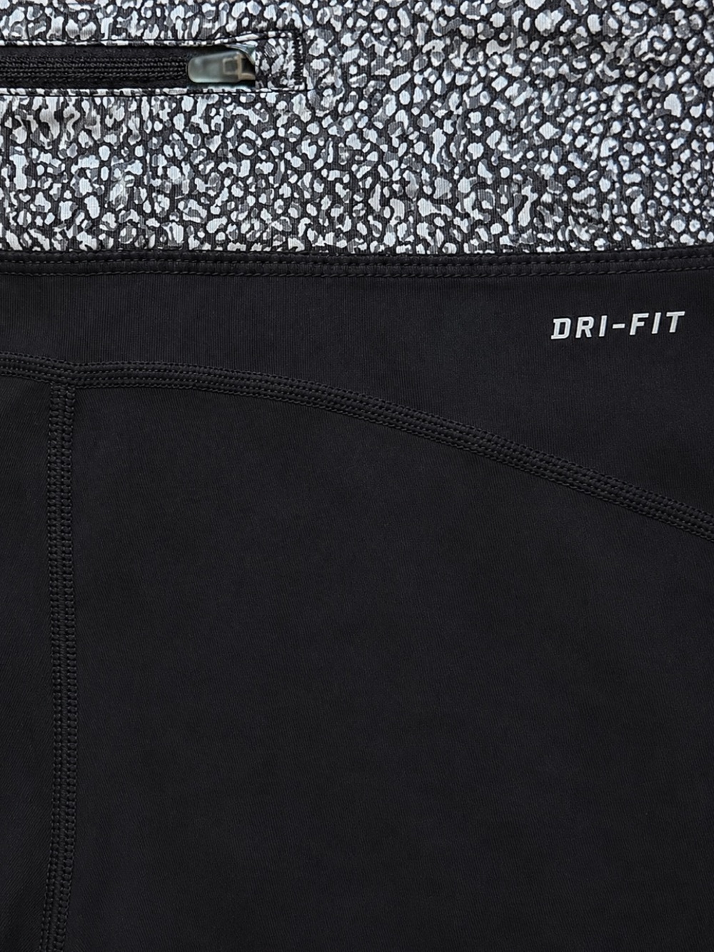 Nike Dri-FIT Cropped Running Leggings XS Black Gray Zip Pocket - Picture 5 of 8